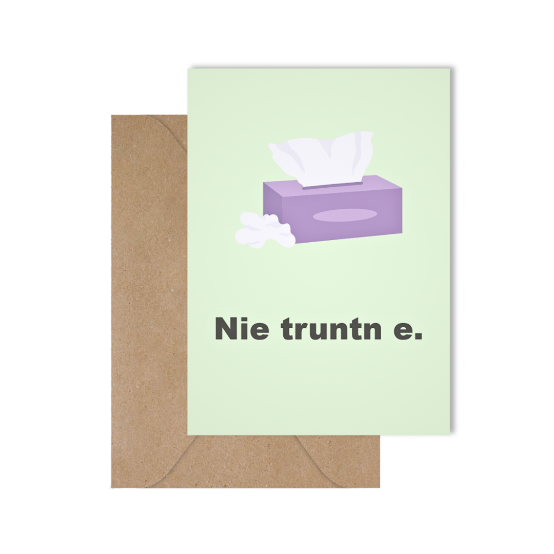 Grappige West-Vlaamse wenskaart met spreuk in dialect om beterschap te wensen