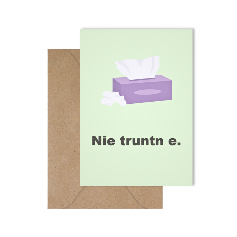 Grappige West-Vlaamse wenskaart met spreuk in dialect om beterschap te wensen