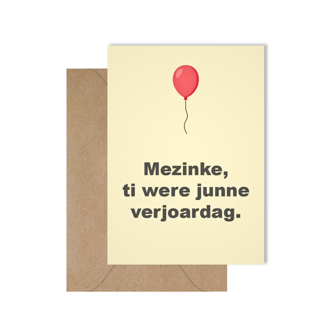 Grappige West-Vlaamse verjaardagskaart met spreuk in dialect