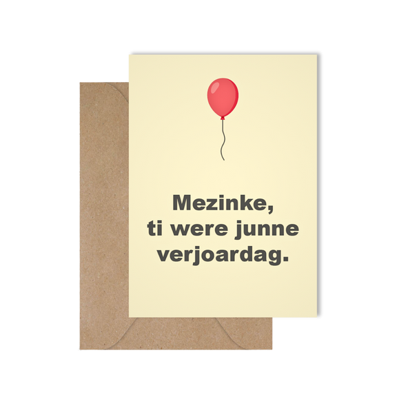 Grappige West-Vlaamse verjaardagskaart met spreuk in dialect