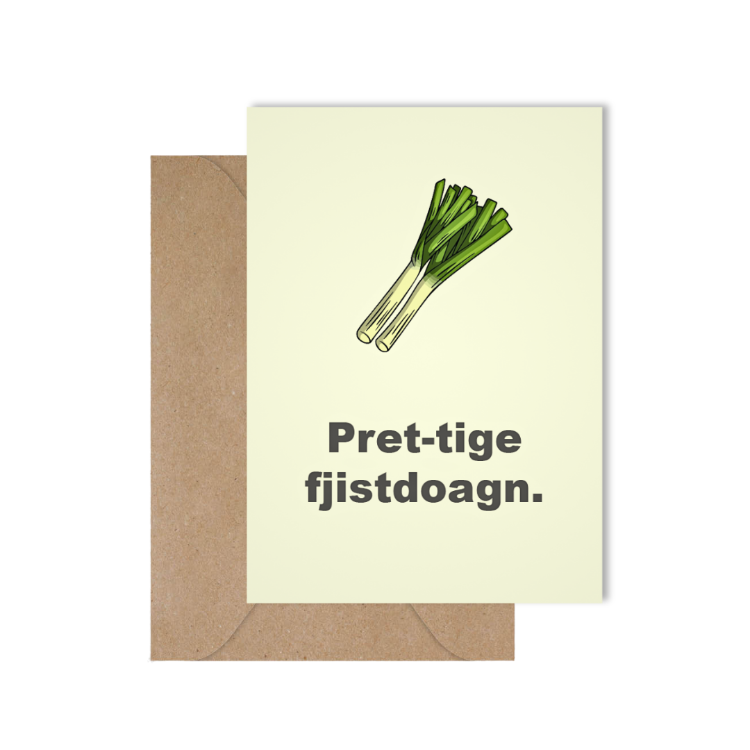 Grappige West-Vlaamse wenskaart voor nieuwjaar of de feestdagen met spreuk in dialect