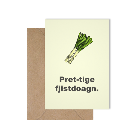 Grappige West-Vlaamse wenskaart voor nieuwjaar of de feestdagen met spreuk in dialect