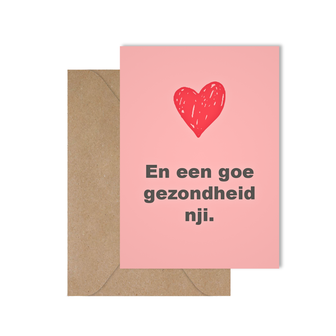 Grappige West-Vlaamse wenskaart voor nieuwjaar met spreuk in dialect