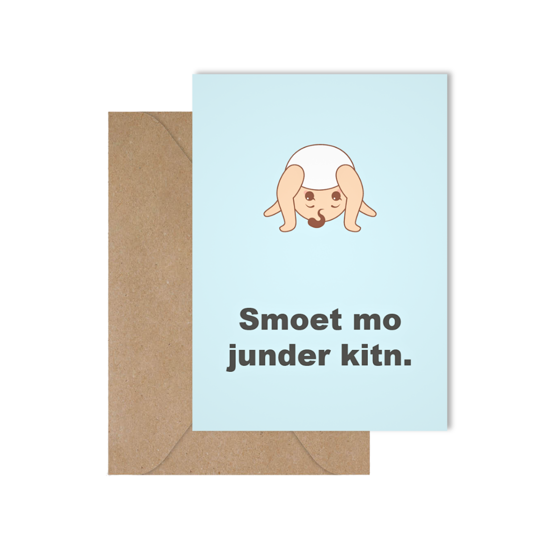 Grappige West-Vlaamse geboortekaart met spreuk in dialect