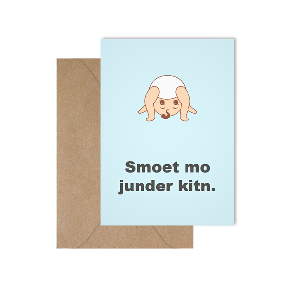 Grappige West-Vlaamse geboortekaart met spreuk in dialect