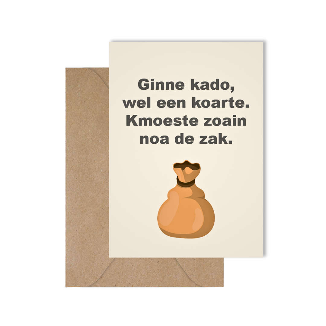 Grappige West-Vlaamse wenskaart met spreuk in dialect