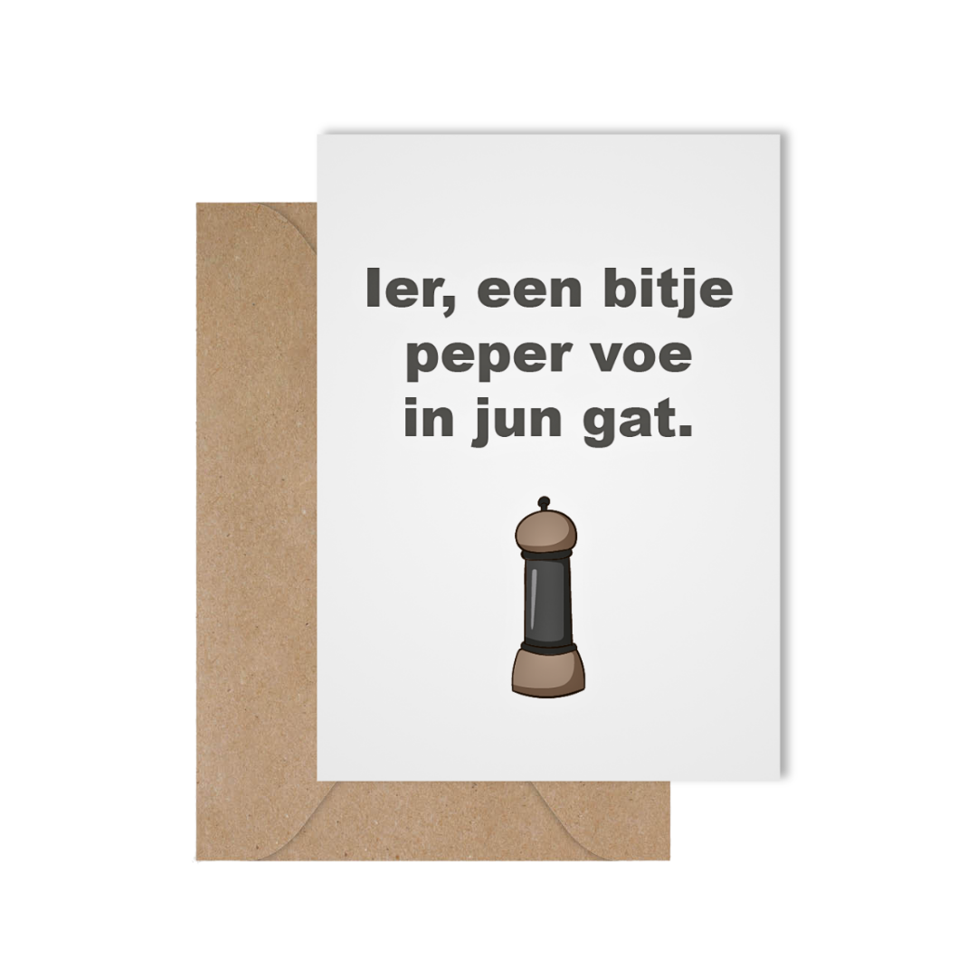 Grappige West-Vlaamse wenskaart met spreuk in dialect