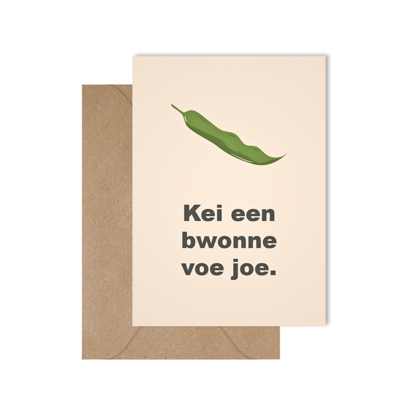 Grappige West-Vlaamse wenskaart als je een boontje hebt voor iemand