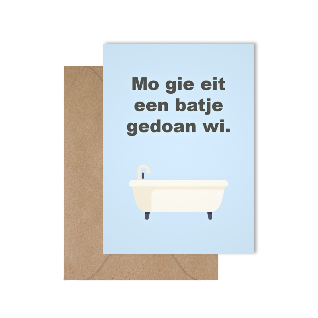 Grappige West-Vlaamse wenskaart voor een verhuis