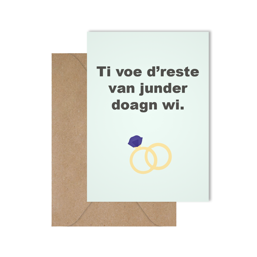 Grappige West-Vlaamse wenskaart voor een huwelijk