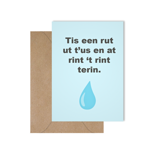 Grappige West-Vlaamse wenskaart voor een verhuis. Uitspraak gebruikt in de serie Nonkels.