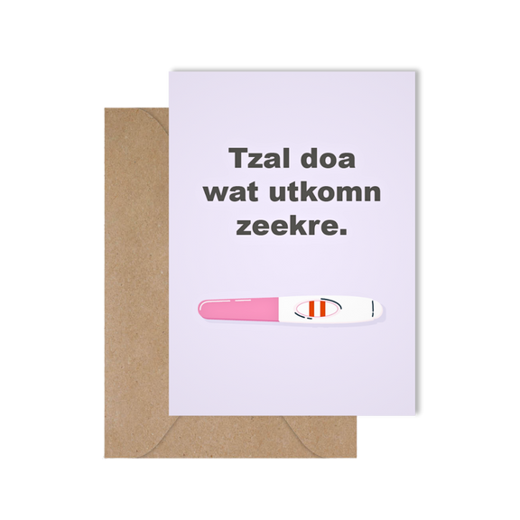 Grappige West-Vlaamse wenskaart voor een zwangerschap