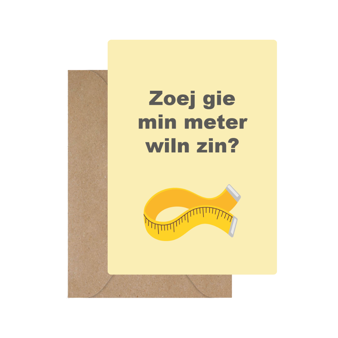 Grappige West-Vlaamse wenskaart voor meterschap van een kindje