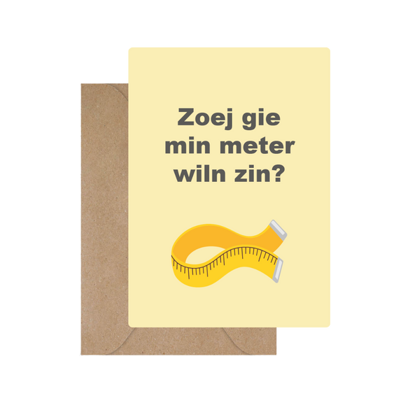 Grappige West-Vlaamse wenskaart voor meterschap van een kindje