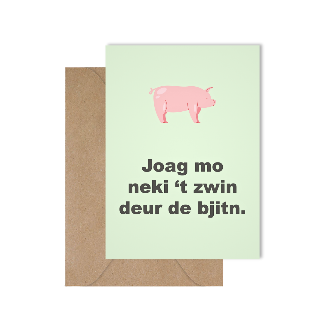 Grappige West-Vlaamse verjaardagskaart met spreuk in dialect