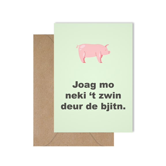 Grappige West-Vlaamse verjaardagskaart met spreuk in dialect